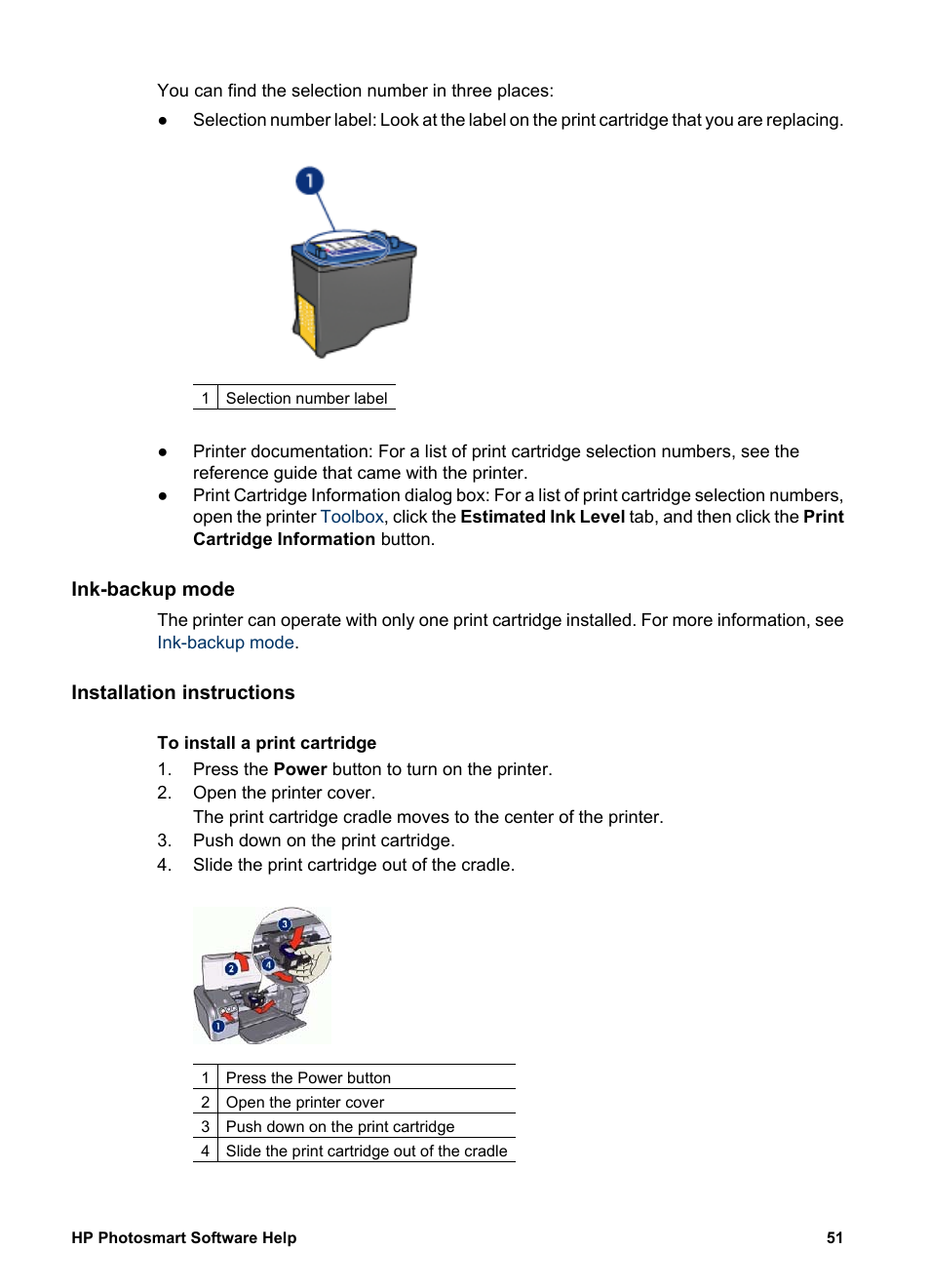 Ink-backup mode, Installation instructions, Installation | Instructions | HP Deskjet D2345 Printer User Manual | Page 53 / 88