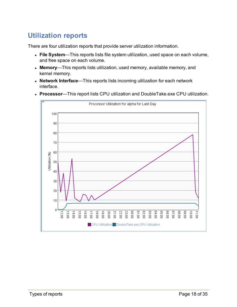 Utilization reports | HP Storage Mirroring Software User Manual | Page 19 / 36