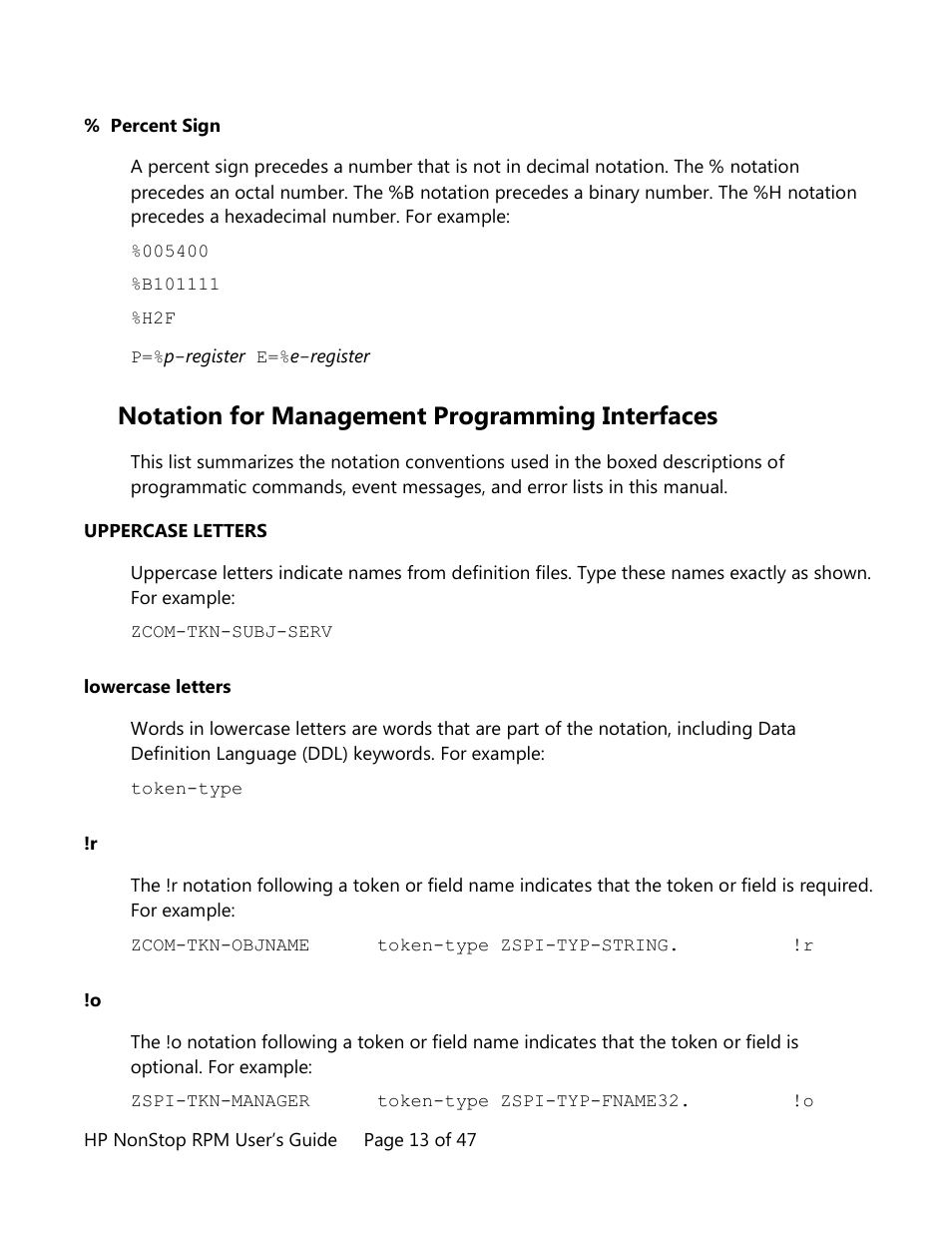 Notation for management programming interfaces | HP Integrity NonStop H-Series User Manual | Page 13 / 47