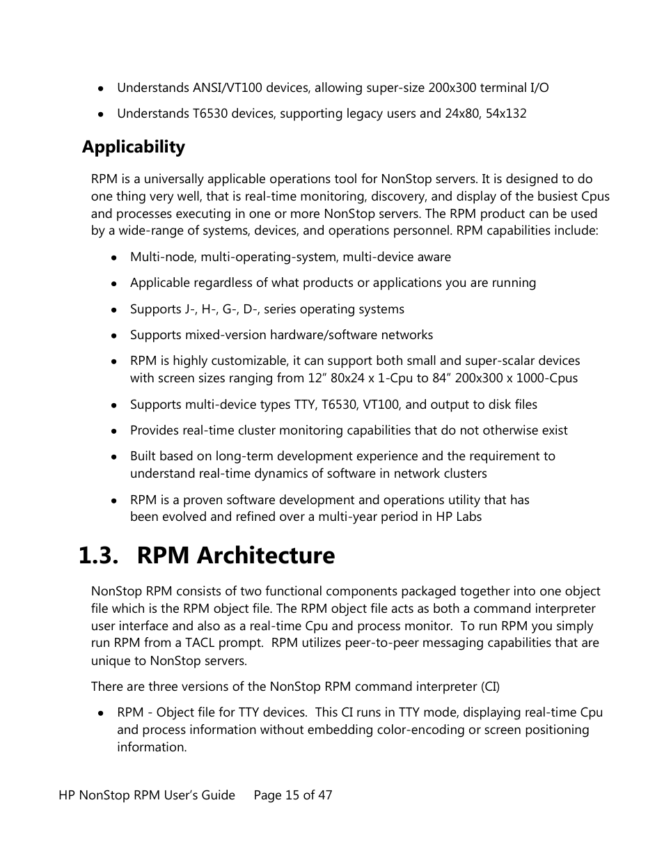 Applicability, Rpm architecture | HP Integrity NonStop H-Series User Manual | Page 15 / 47