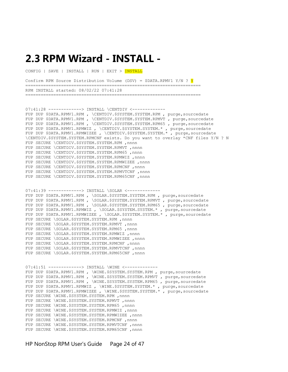 Rpm wizard - install, 3 rpm wizard - install | HP Integrity NonStop H-Series User Manual | Page 24 / 47
