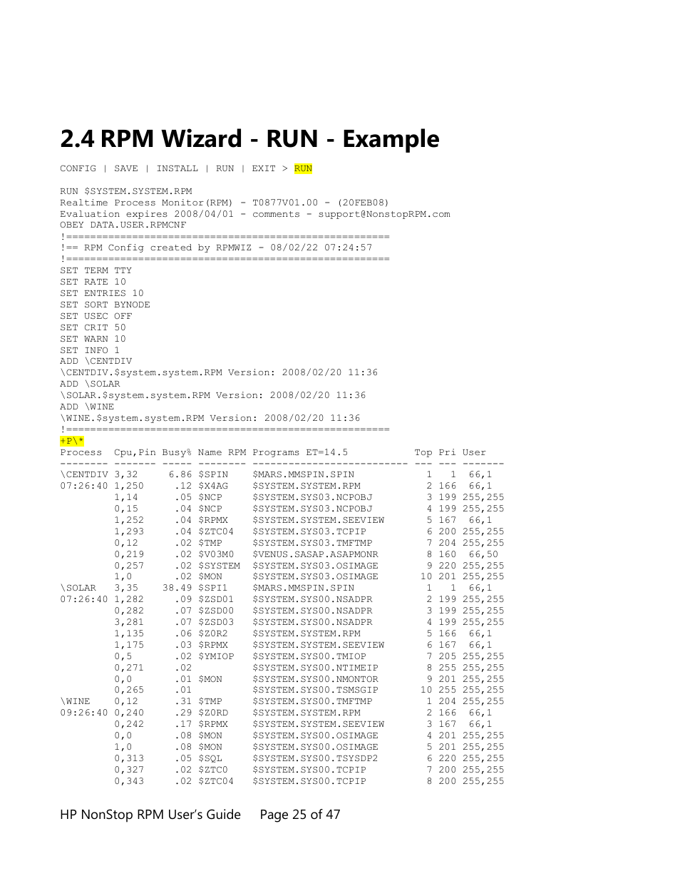 Rpm wizard - run - example, 4 rpm wizard - run - example | HP Integrity NonStop H-Series User Manual | Page 25 / 47