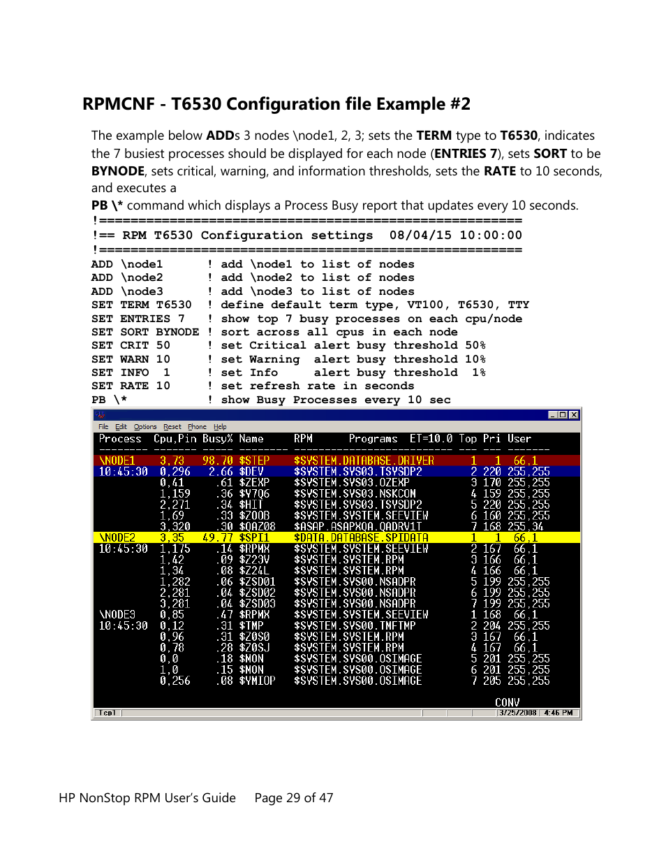 Rpmcnf - t6530 configuration file example #2 | HP Integrity NonStop H-Series User Manual | Page 29 / 47