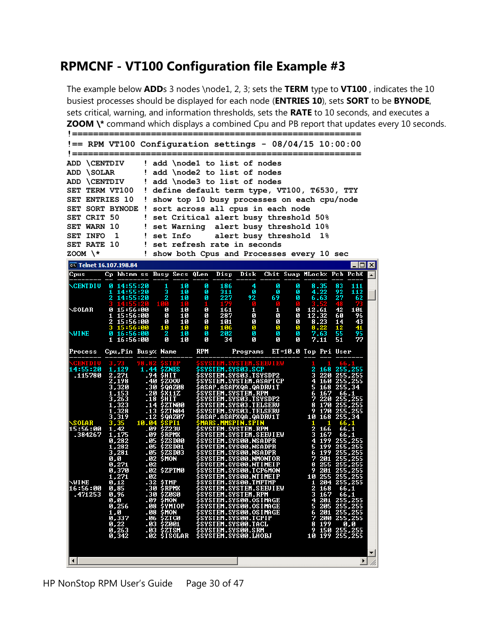 Rpmcnf - vt100 configuration file example #3 | HP Integrity NonStop H-Series User Manual | Page 30 / 47