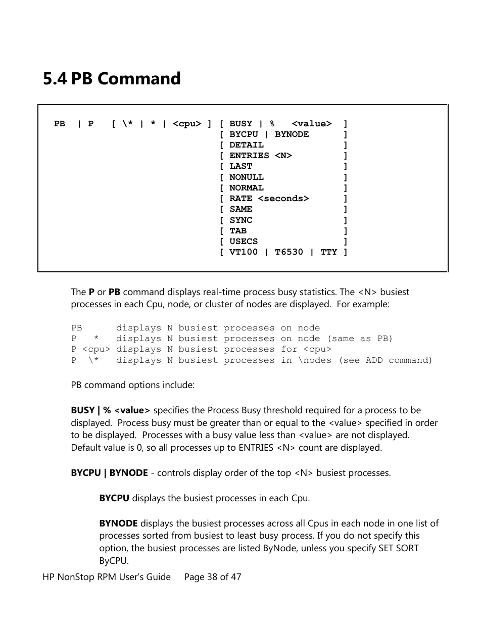Pb command, 4 pb command | HP Integrity NonStop H-Series User Manual | Page 38 / 47