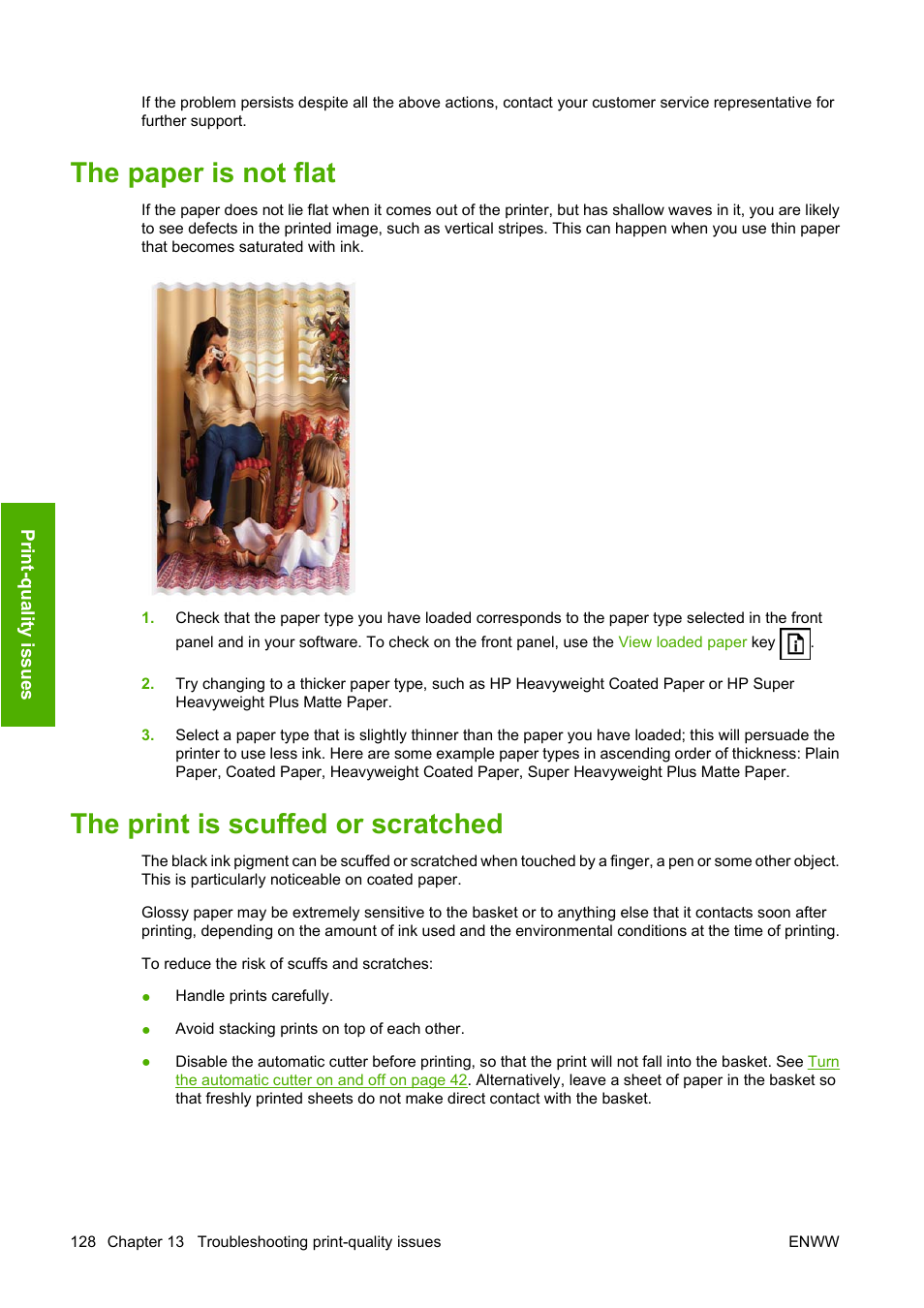 The paper is not flat, The print is scuffed or scratched | HP Designjet T620 Printer series User Manual | Page 131 / 169
