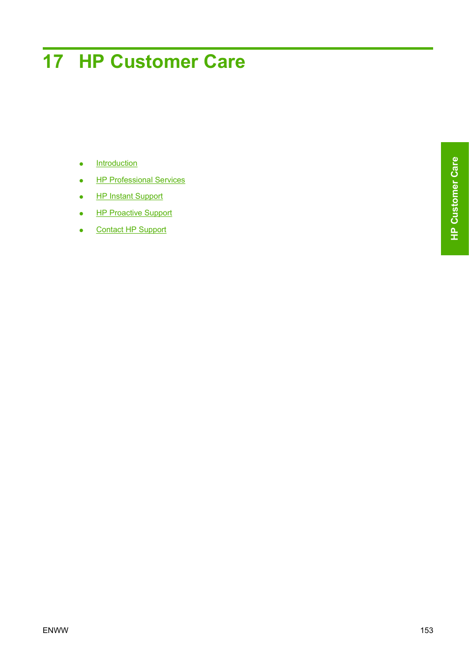 Hp customer care, 17 hp customer care | HP Designjet T620 Printer series User Manual | Page 156 / 169