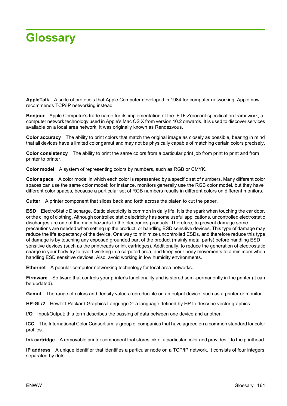 Glossary, Ee the | HP Designjet T620 Printer series User Manual | Page 164 / 169