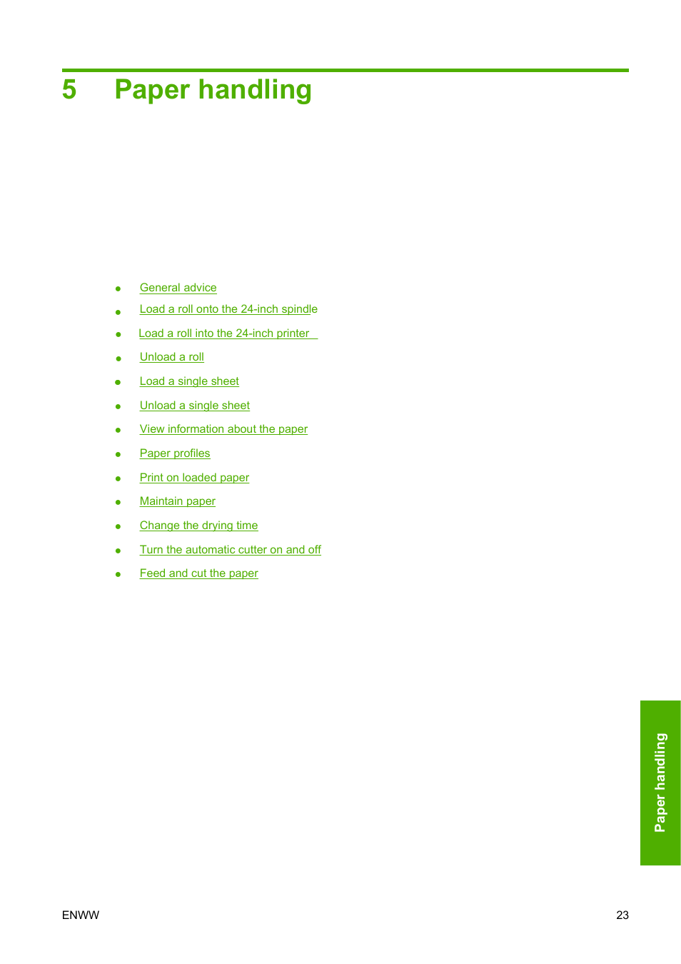 Paper handling, 5 paper handling, 5paper handling | HP Designjet T620 Printer series User Manual | Page 32 / 169
