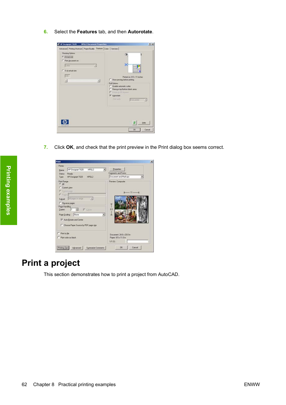 Print a project, Using autodesk design review | HP Designjet T620 Printer series User Manual | Page 68 / 169