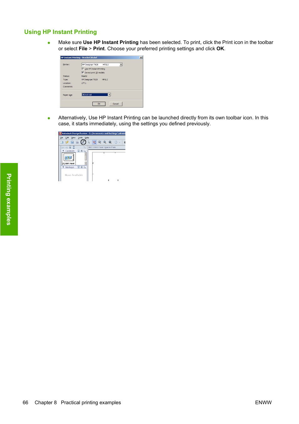 Using hp instant printing | HP Designjet T620 Printer series User Manual | Page 69 / 169