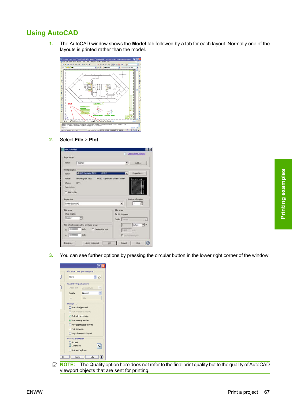 Using autocad | HP Designjet T620 Printer series User Manual | Page 70 / 169
