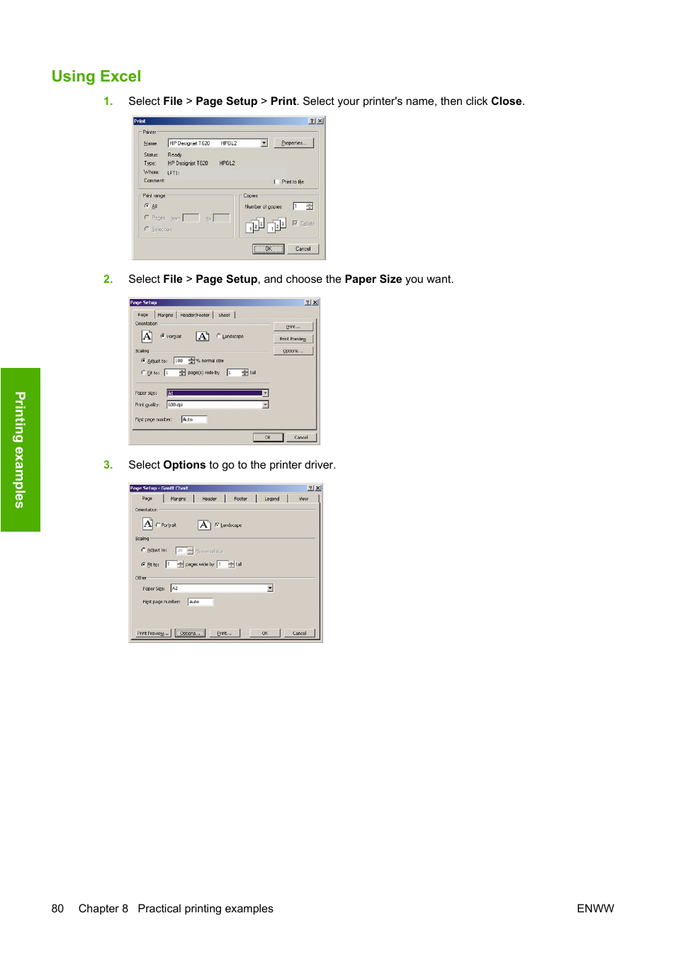 Using excel | HP Designjet T620 Printer series User Manual | Page 83 / 169