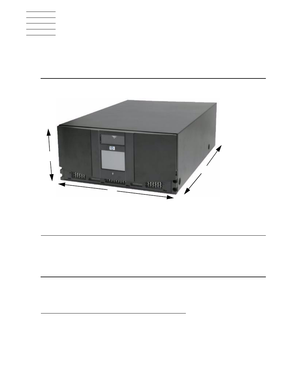 A specifications, Hardware specifications, Tape drive components weights | A. specifications, Figure a-1, Tape drive dimensions, Table a-1, Specifications | HP Integrity NonStop H-Series User Manual | Page 63 / 76