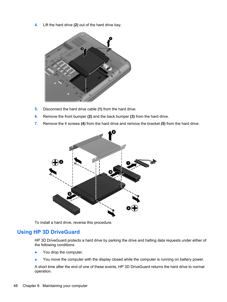 Using hp 3d driveguard | HP Pavilion g4-2235dx Notebook PC User Manual | Page 58 / 84