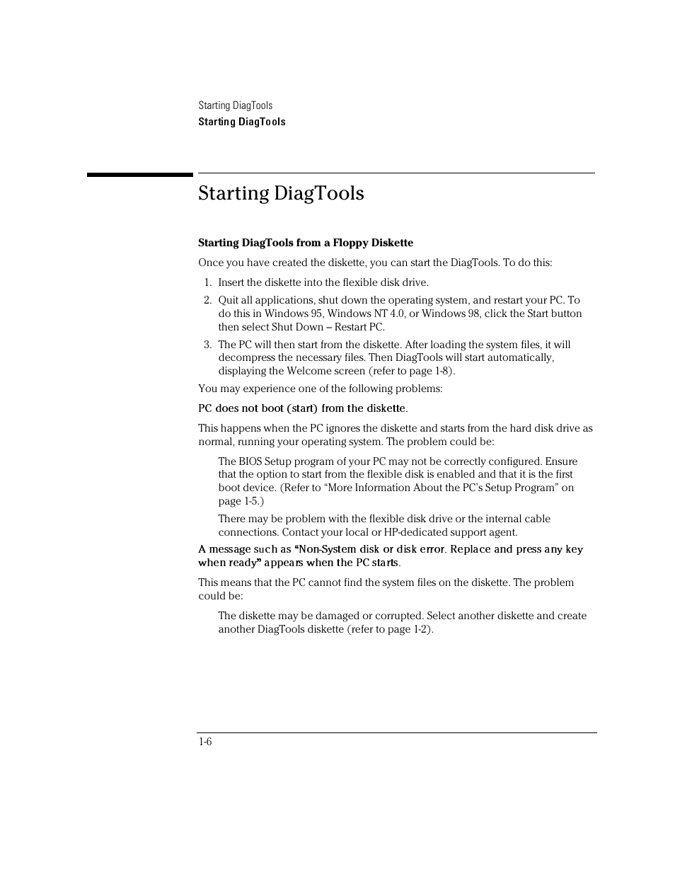 Starting diagtools | HP OmniBook 4150 Notebook PC User Manual | Page 12 / 44
