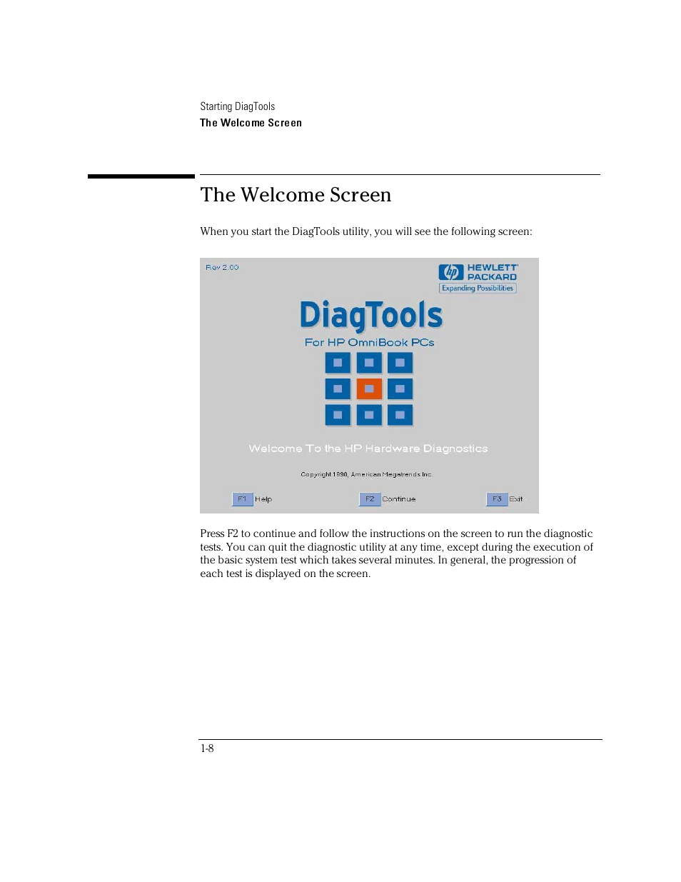 The welcome screen | HP OmniBook 4150 Notebook PC User Manual | Page 14 / 44