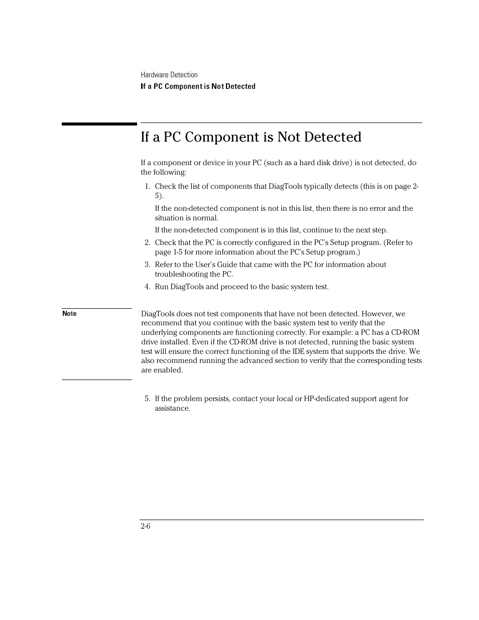 If a pc component is not detected | HP OmniBook 4150 Notebook PC User Manual | Page 20 / 44