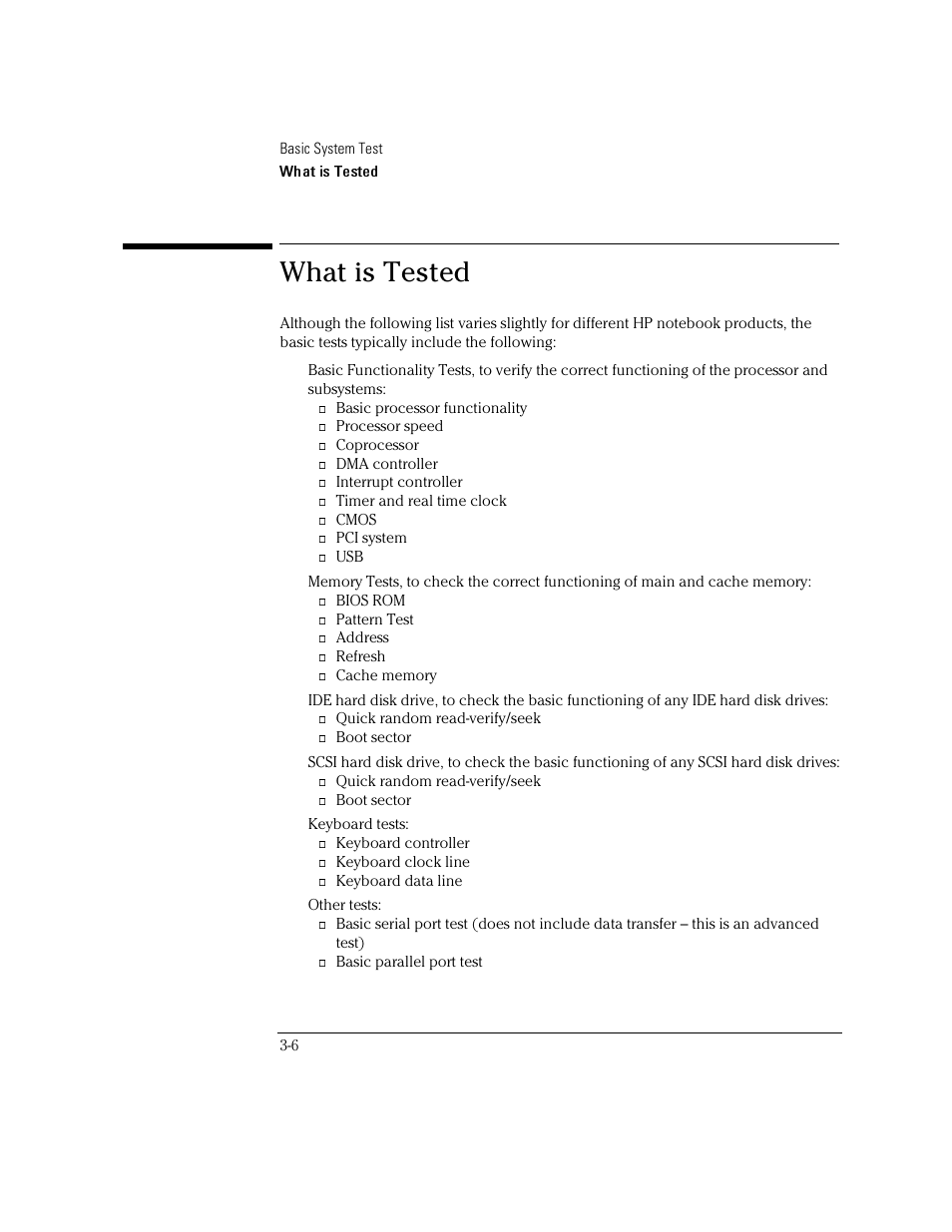 What is tested | HP OmniBook 4150 Notebook PC User Manual | Page 26 / 44
