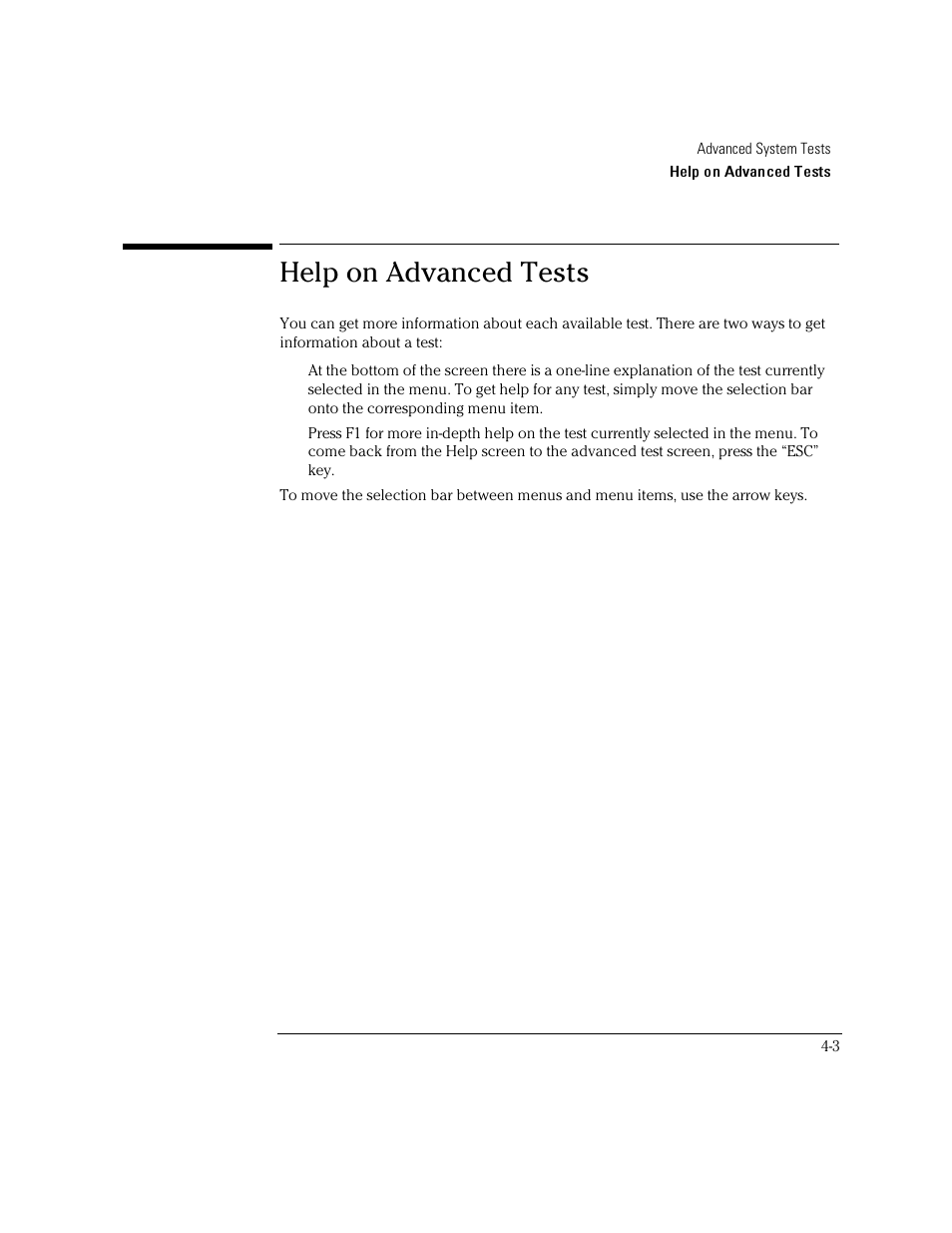 Help on advanced tests | HP OmniBook 4150 Notebook PC User Manual | Page 31 / 44