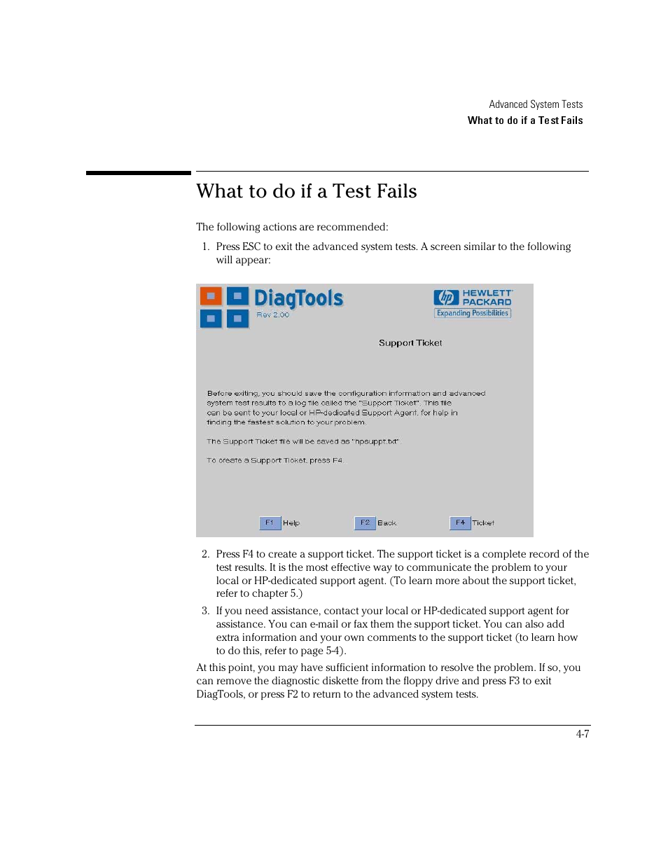 What to do if a test fails | HP OmniBook 4150 Notebook PC User Manual | Page 35 / 44