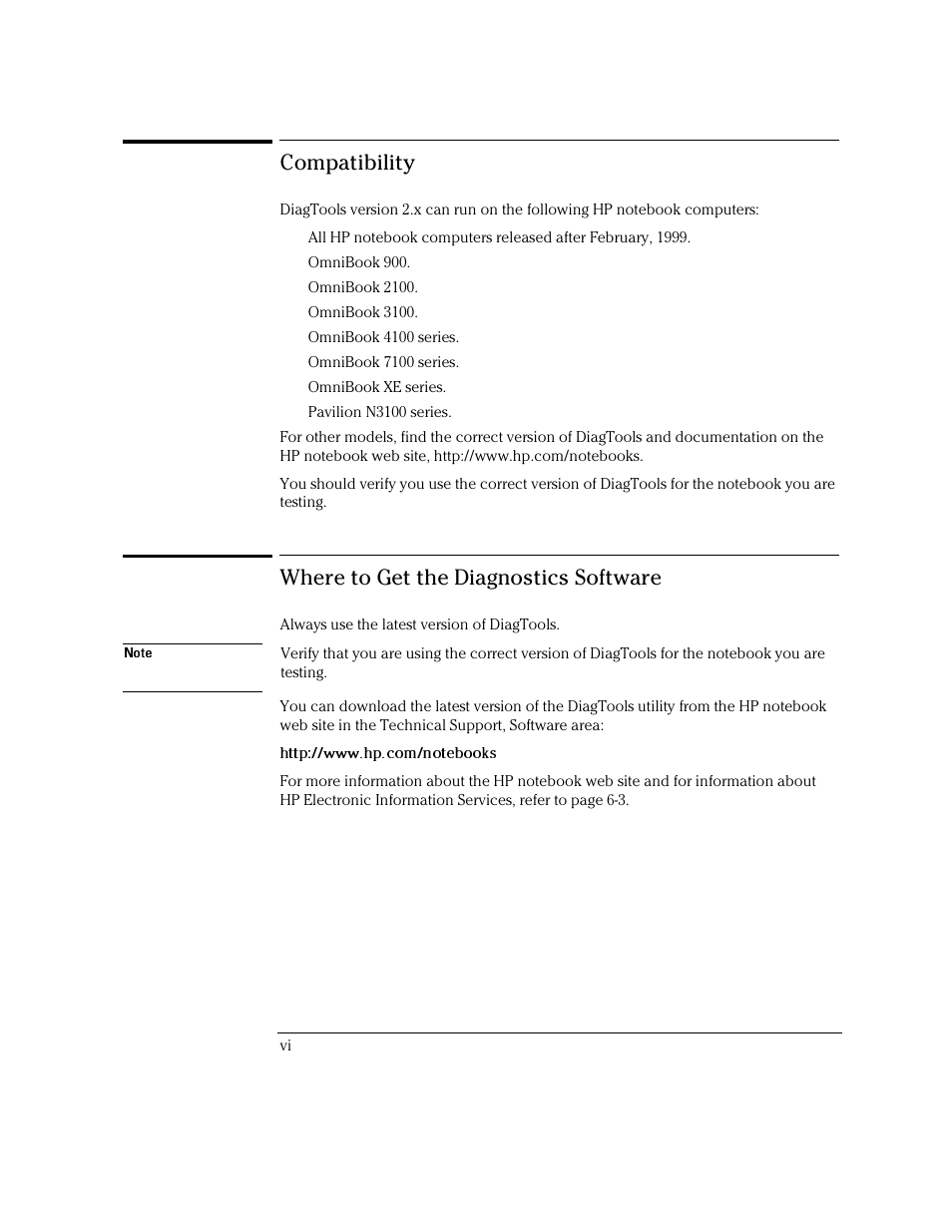 Compatibility, Where to get the diagnostics software | HP OmniBook 4150 Notebook PC User Manual | Page 6 / 44