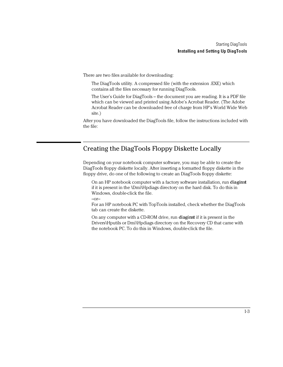 Creating the diagtools floppy diskette locally | HP OmniBook 4150 Notebook PC User Manual | Page 9 / 44