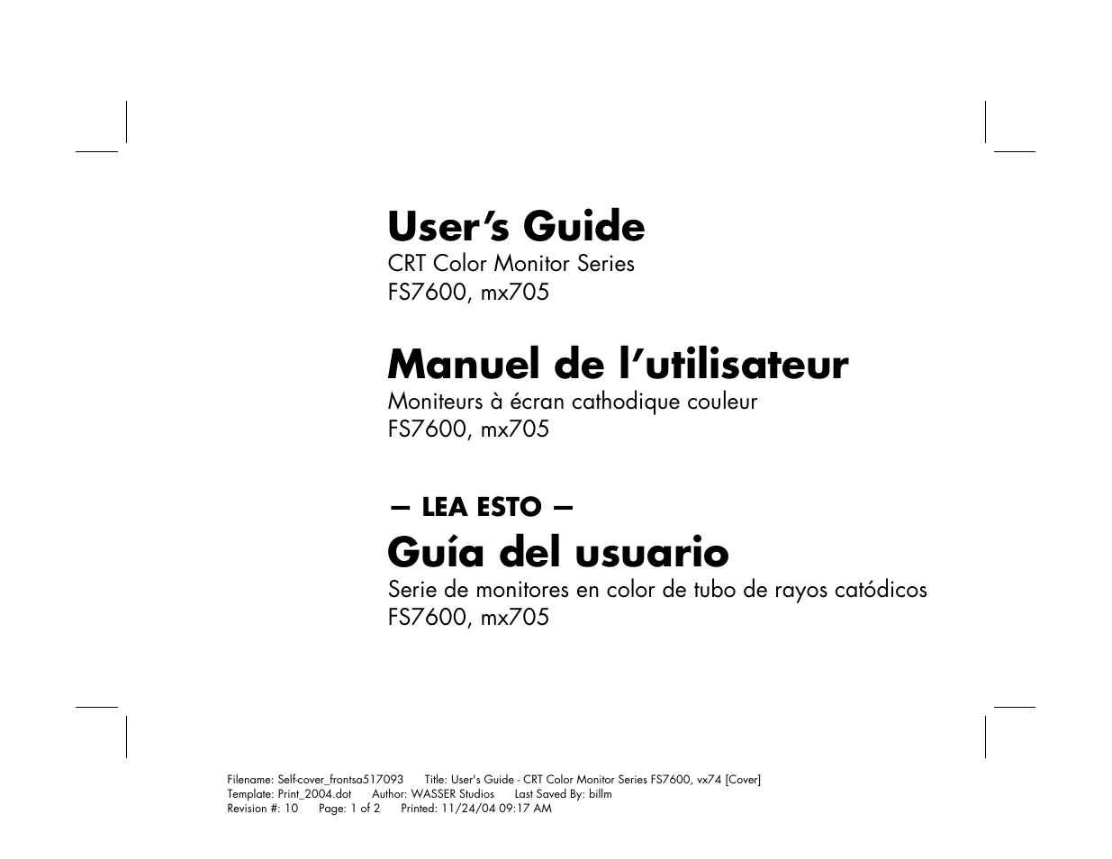 HP mx705c 17 inch Bulk CRT Monitor User Manual | 66 pages