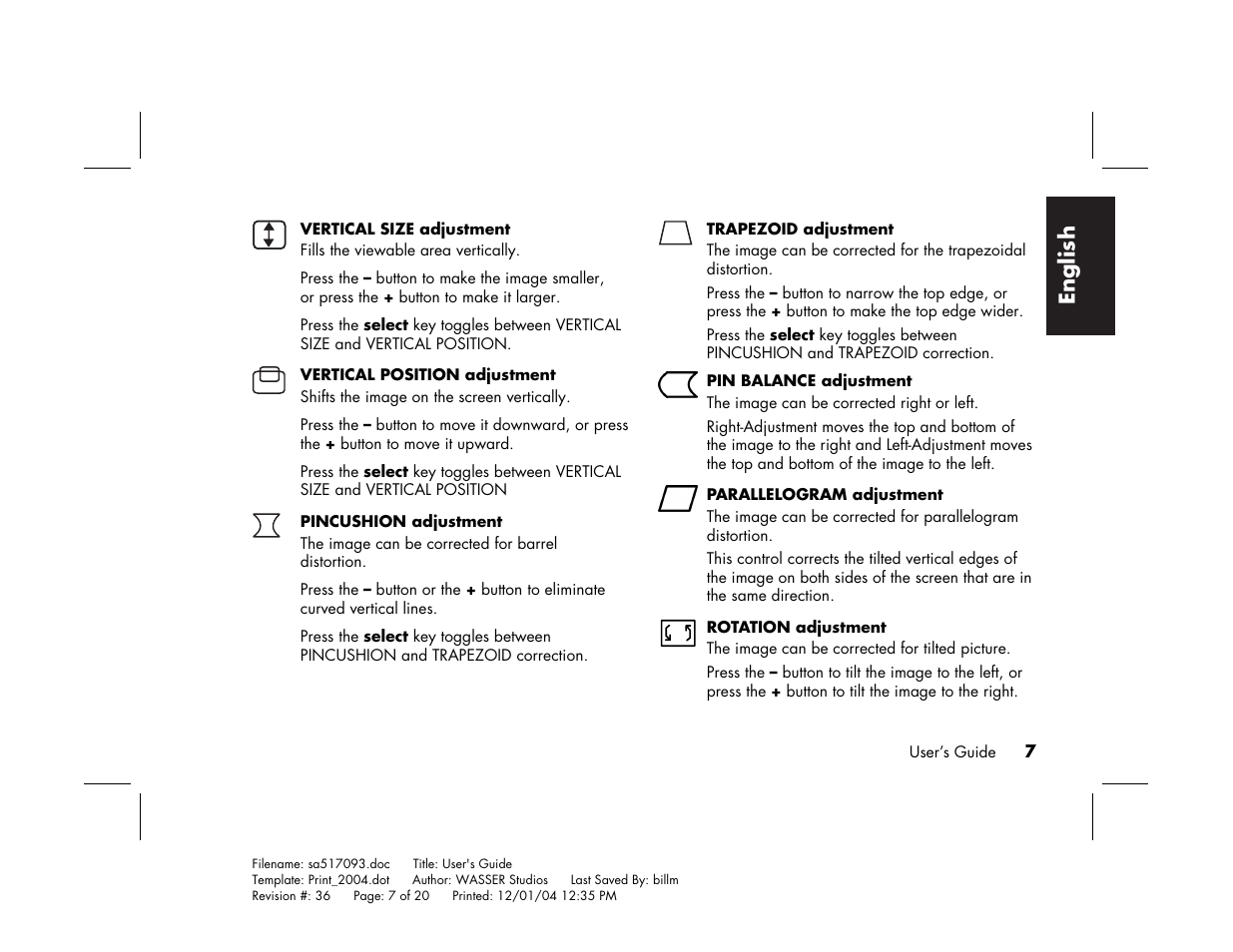 English | HP mx705c 17 inch Bulk CRT Monitor User Manual | Page 13 / 66