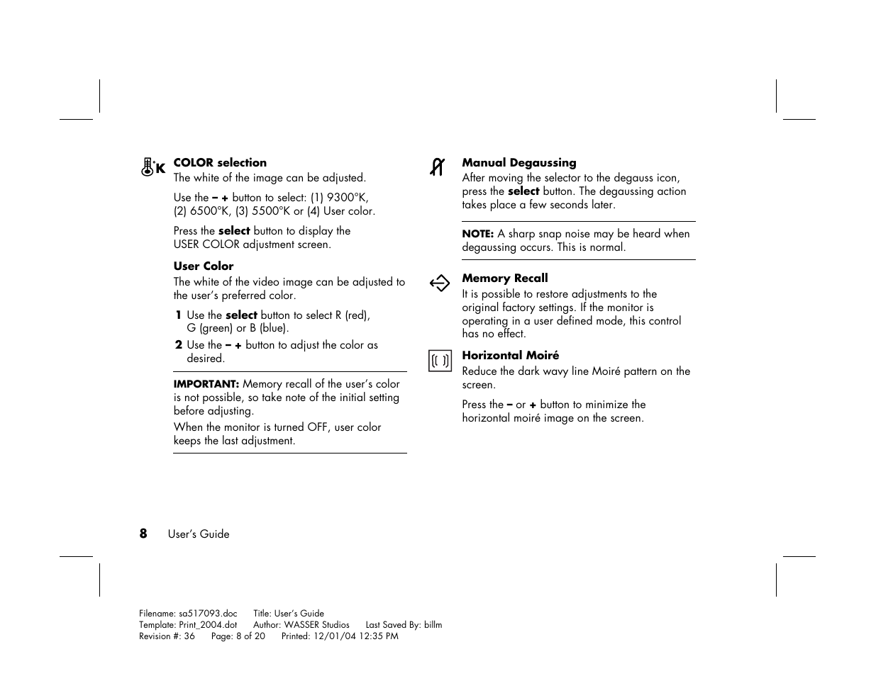 HP mx705c 17 inch Bulk CRT Monitor User Manual | Page 14 / 66