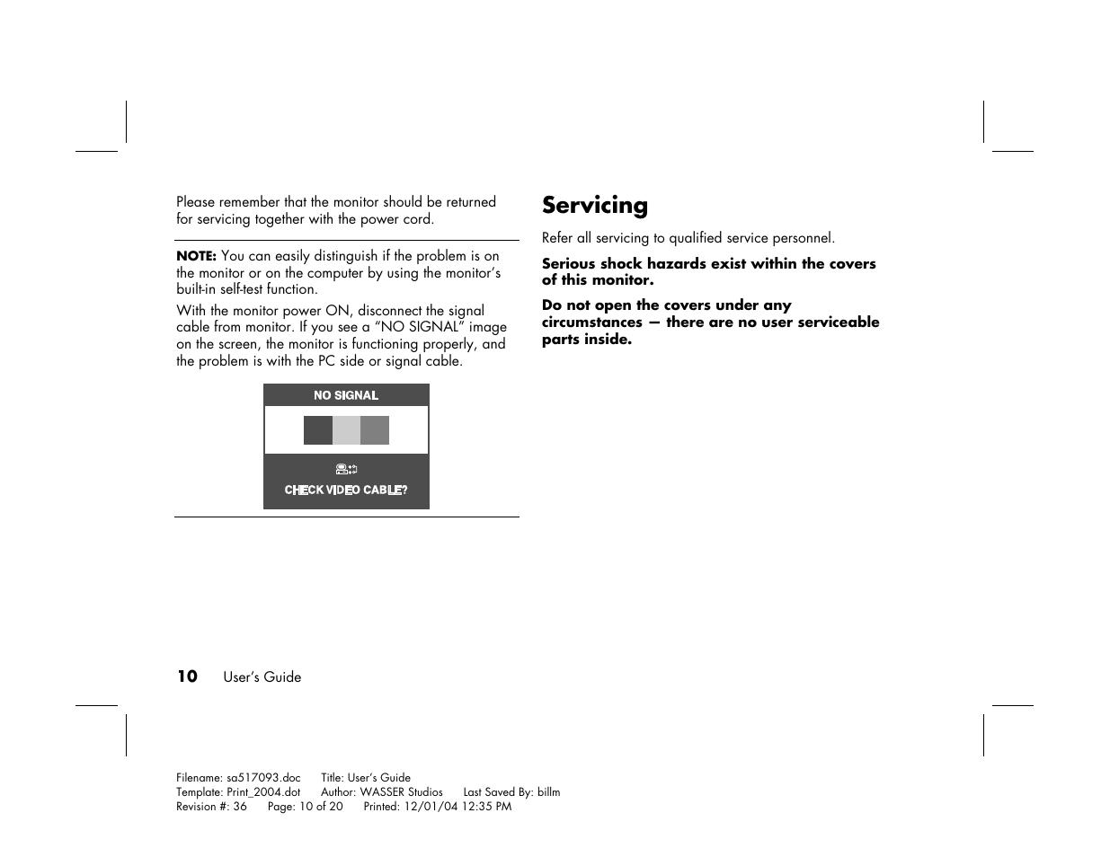 Servicing | HP mx705c 17 inch Bulk CRT Monitor User Manual | Page 16 / 66