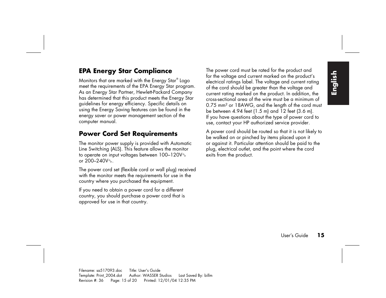 English | HP mx705c 17 inch Bulk CRT Monitor User Manual | Page 21 / 66