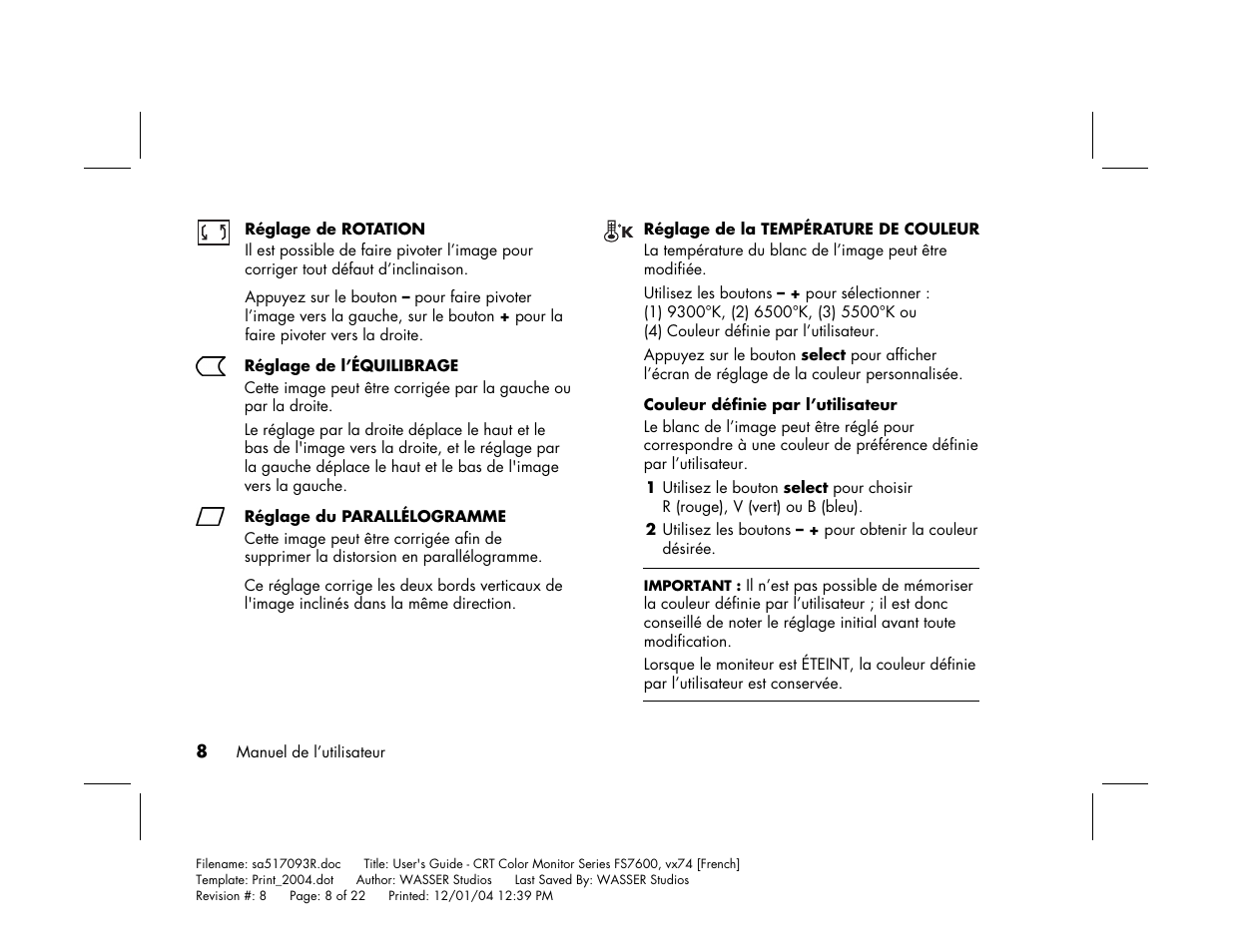 HP mx705c 17 inch Bulk CRT Monitor User Manual | Page 34 / 66