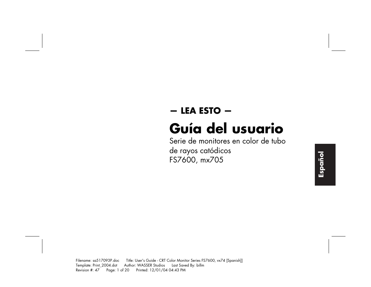 Guía del usuario | HP mx705c 17 inch Bulk CRT Monitor User Manual | Page 45 / 66