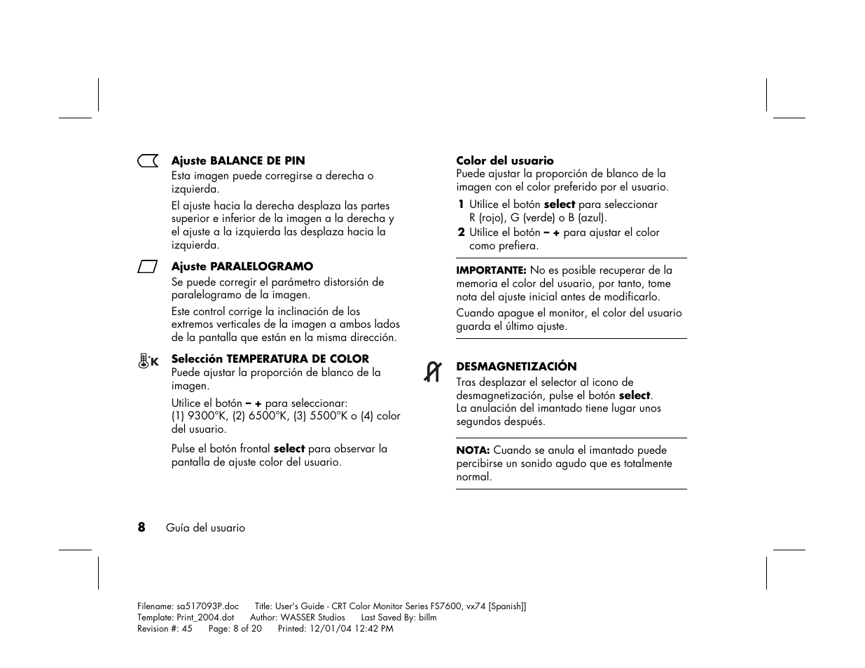 HP mx705c 17 inch Bulk CRT Monitor User Manual | Page 56 / 66