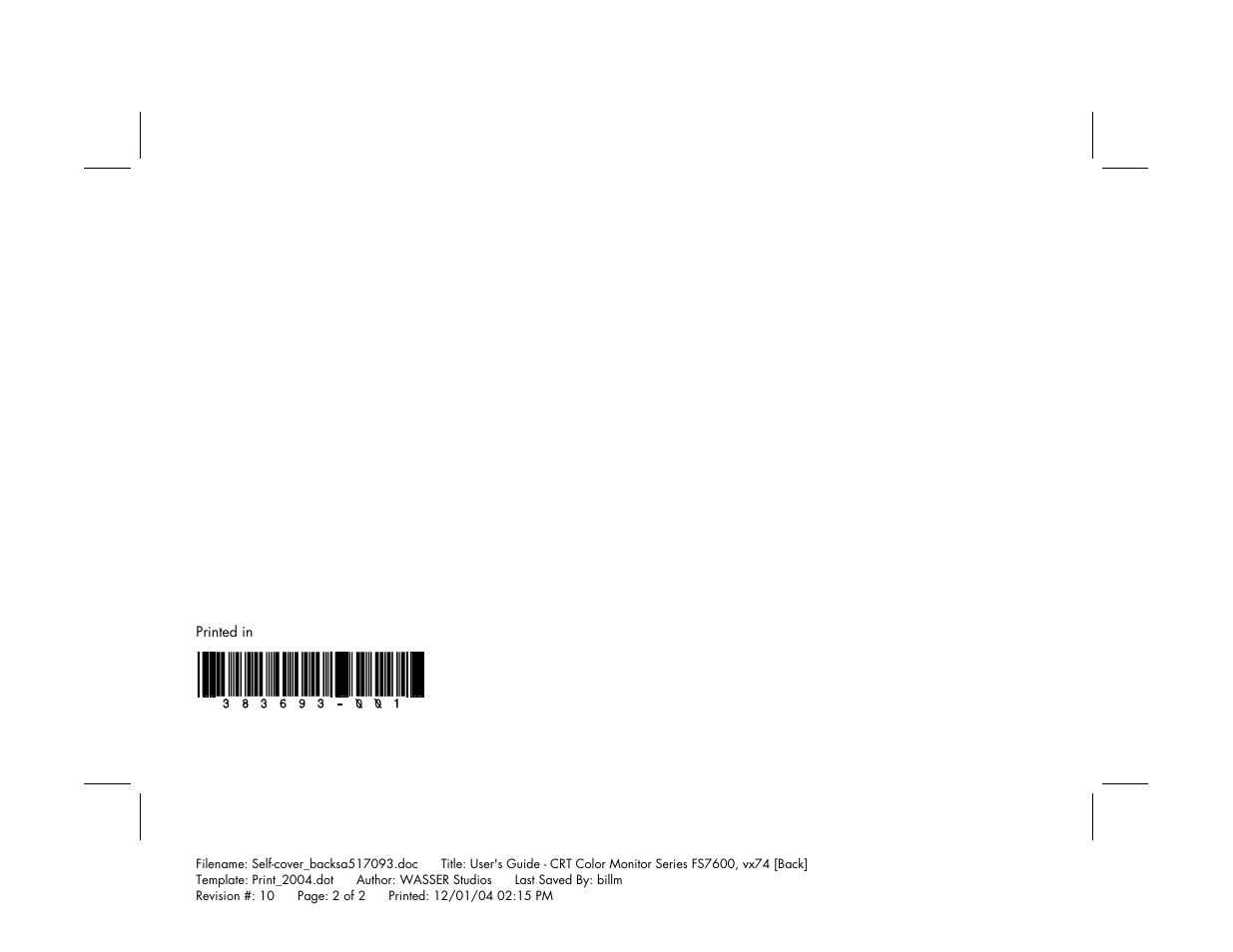 HP mx705c 17 inch Bulk CRT Monitor User Manual | Page 66 / 66