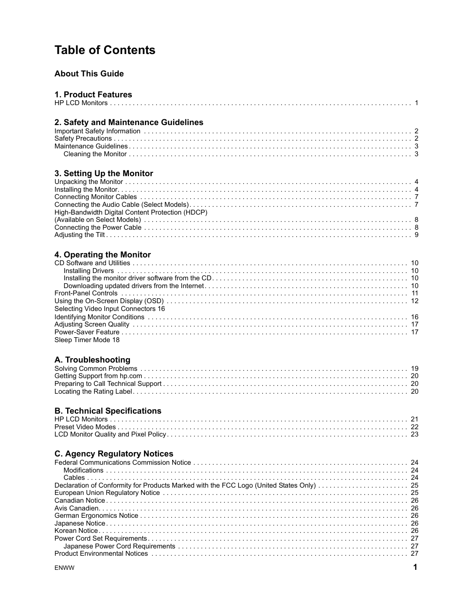 HP LV2311 23-inch LED Backlit LCD Monitor User Manual | Page 5 / 35