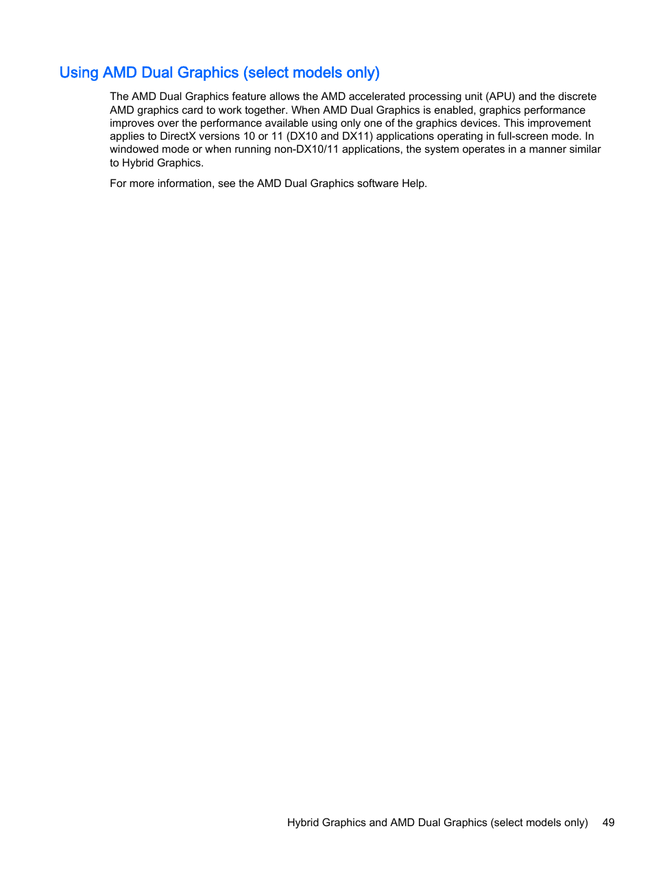 Using amd dual graphics (select models only) | HP Pavilion 15-p020ca Notebook PC User Manual | Page 61 / 83