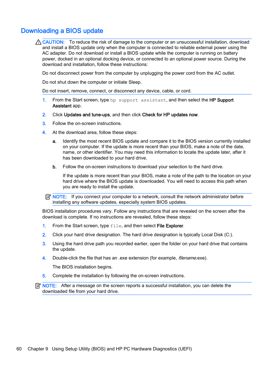 Downloading a bios update | HP Pavilion 15-p020ca Notebook PC User Manual | Page 72 / 83