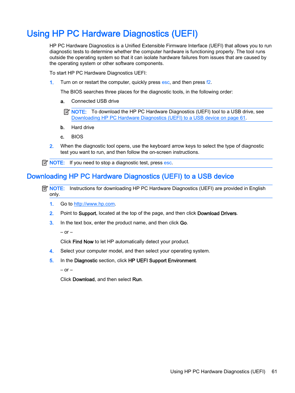 Using hp pc hardware diagnostics (uefi) | HP Pavilion 15-p020ca Notebook PC User Manual | Page 73 / 83