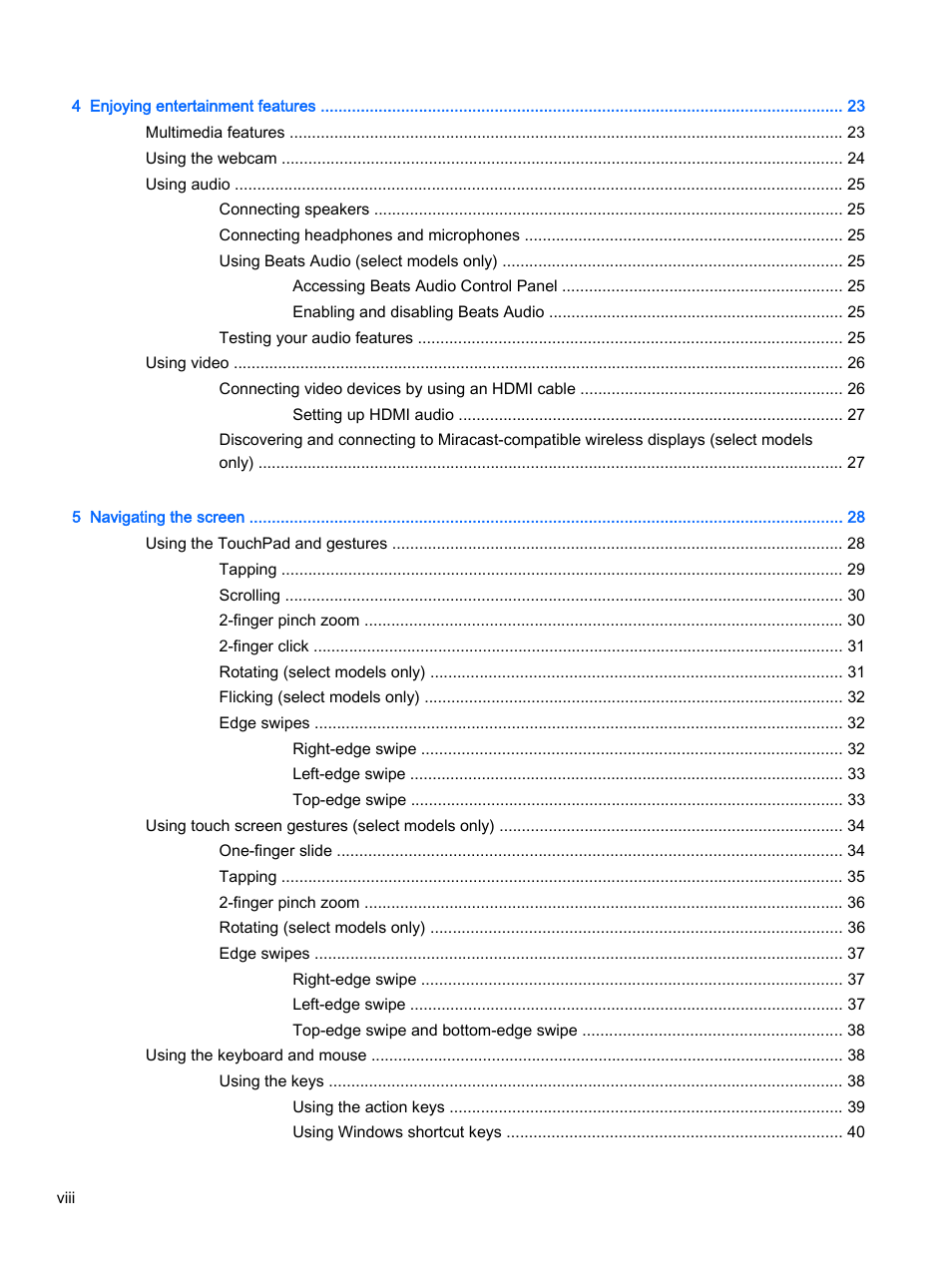 HP Pavilion 15-p020ca Notebook PC User Manual | Page 8 / 83