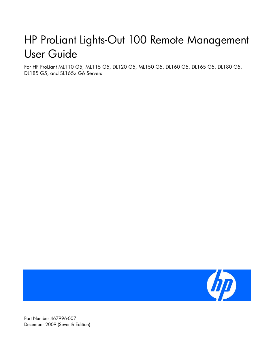 HP ProLiant DL180 Server User Manual | 69 pages