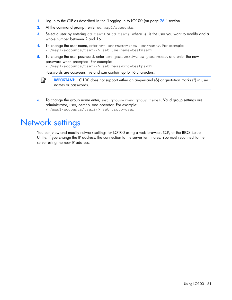 Network settings | HP ProLiant DL180 Server User Manual | Page 51 / 69