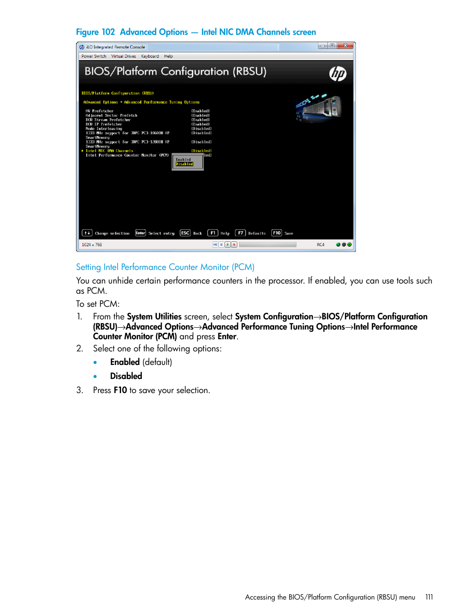 Setting intel performance counter monitor (pcm) | HP Unified Extensible Firmware Interface User Manual | Page 111 / 158