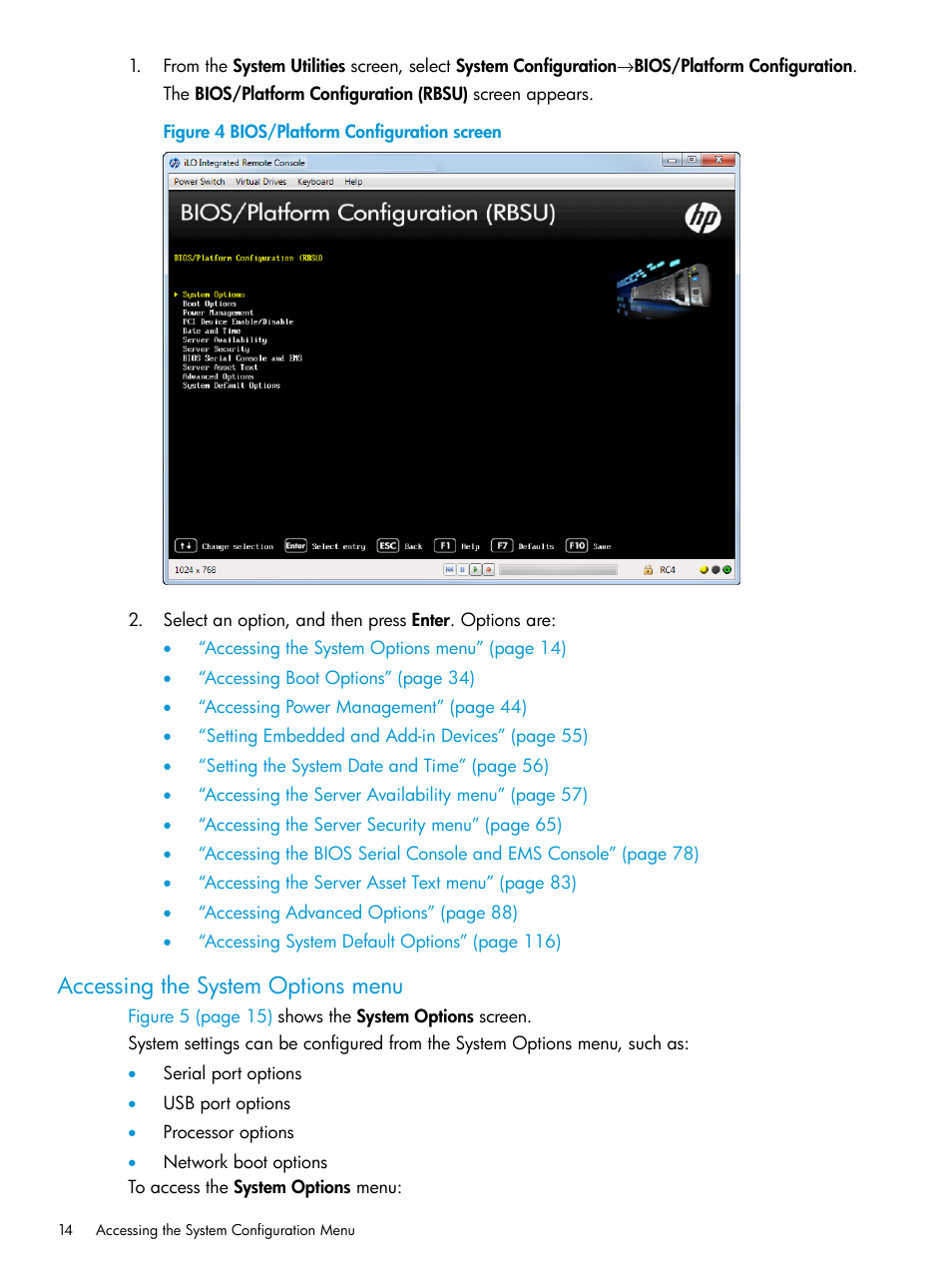 Accessing the system options menu | HP Unified Extensible Firmware Interface User Manual | Page 14 / 158