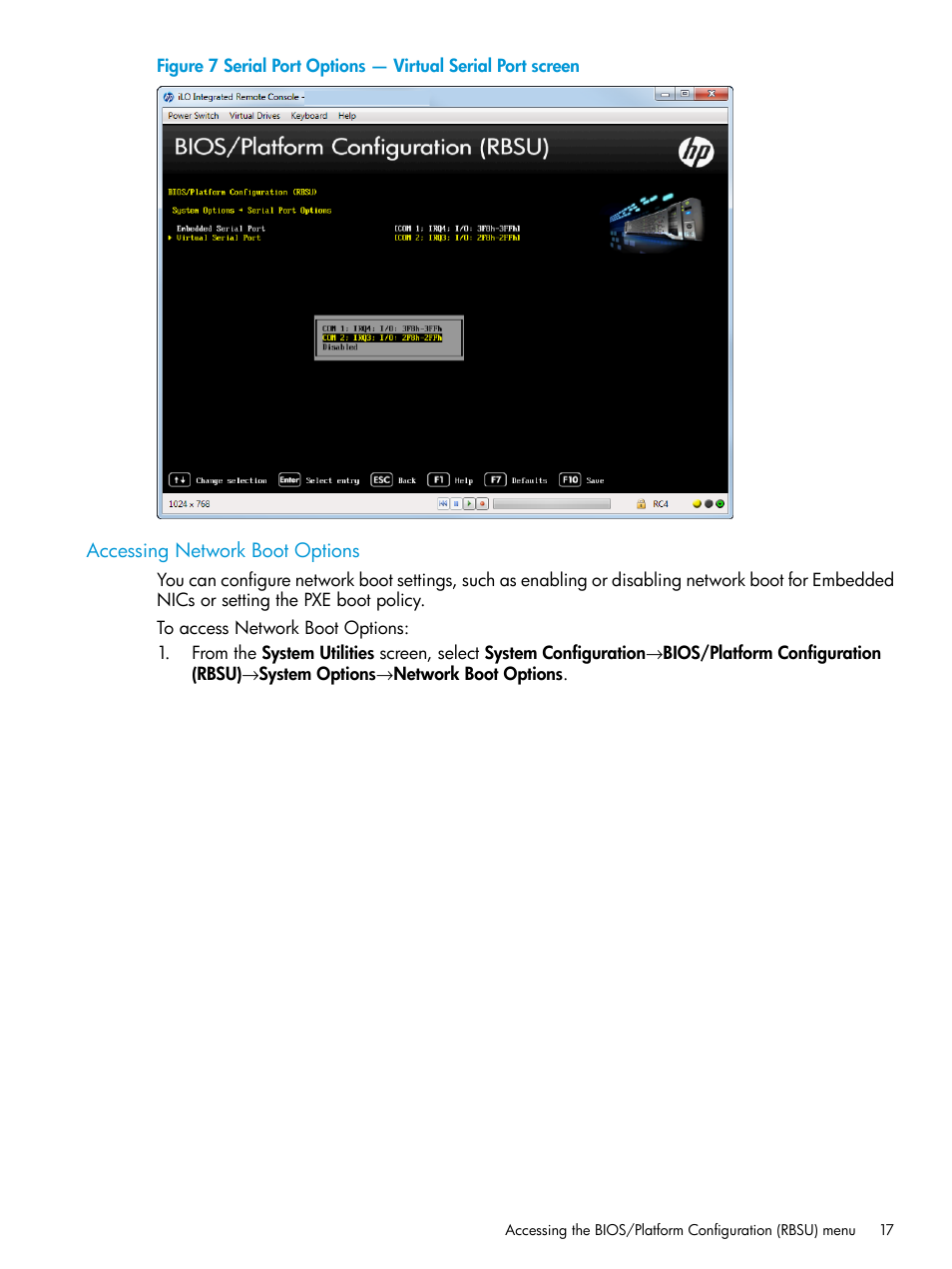 Accessing network boot options | HP Unified Extensible Firmware Interface User Manual | Page 17 / 158