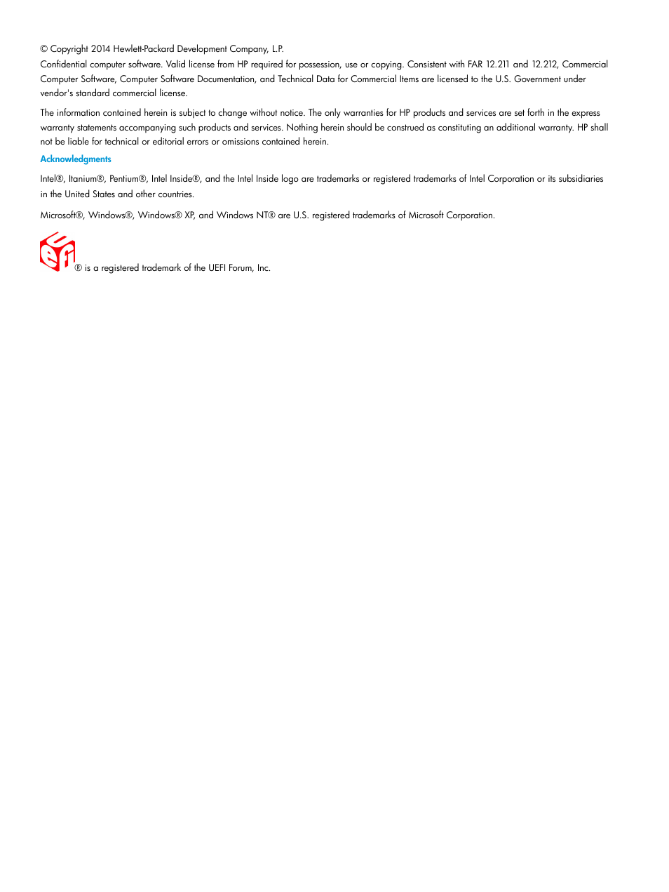 HP Unified Extensible Firmware Interface User Manual | Page 2 / 158