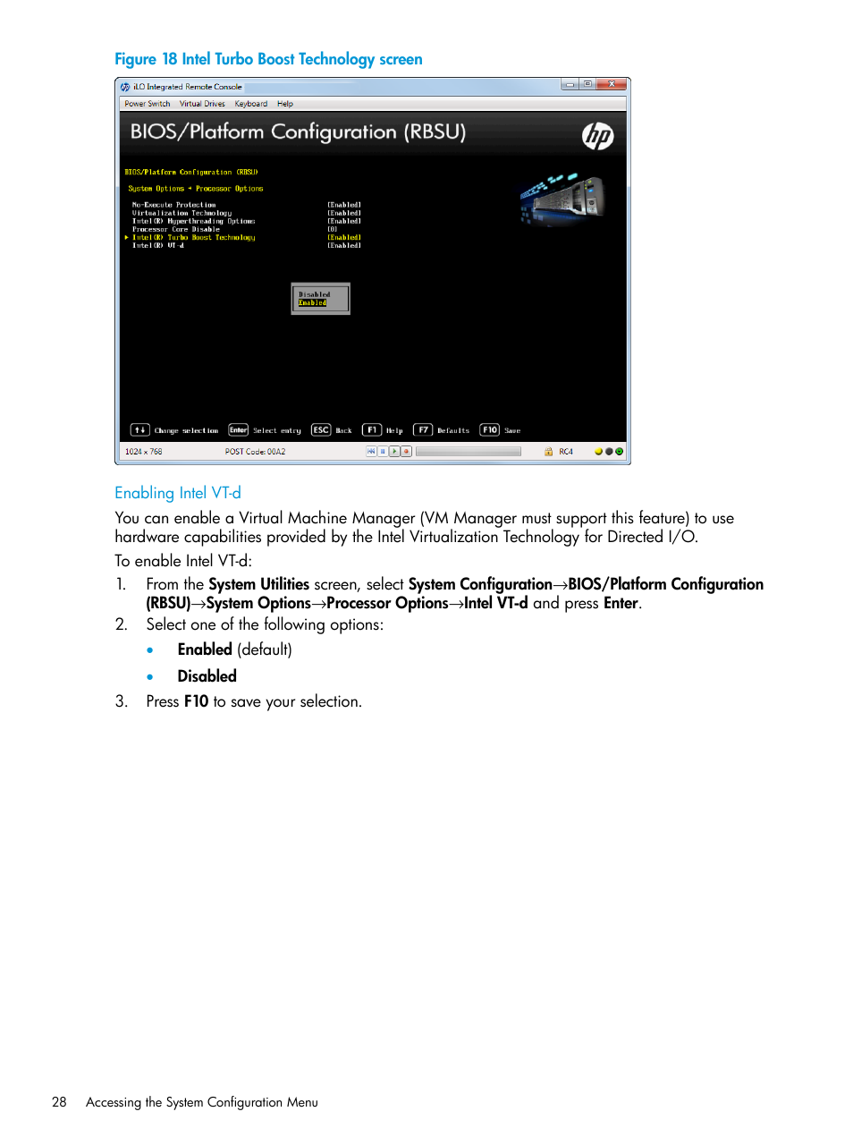 Enabling intel vt-d | HP Unified Extensible Firmware Interface User Manual | Page 28 / 158