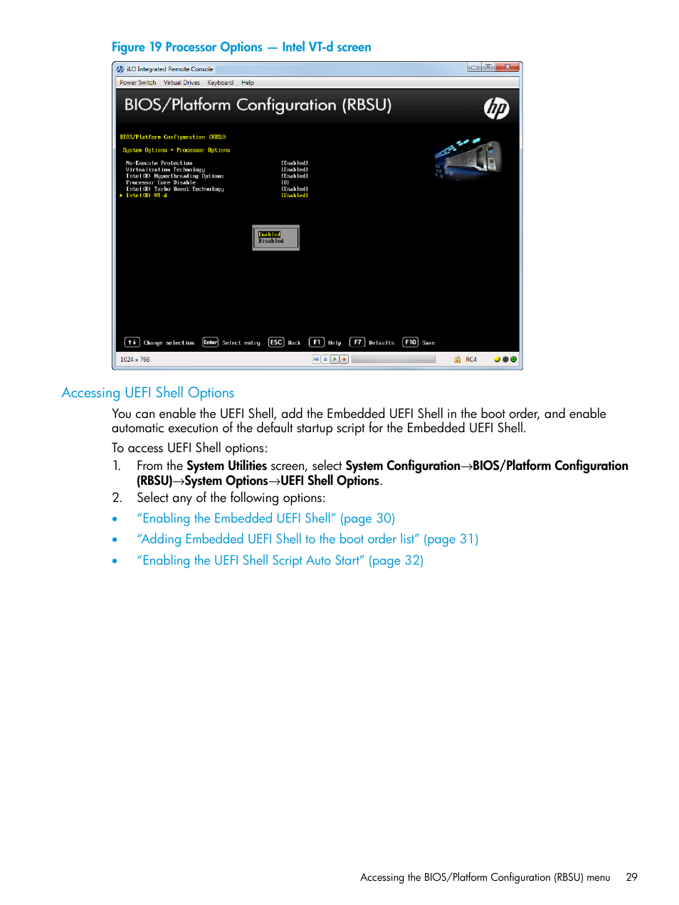 Accessing uefi shell options | HP Unified Extensible Firmware Interface User Manual | Page 29 / 158