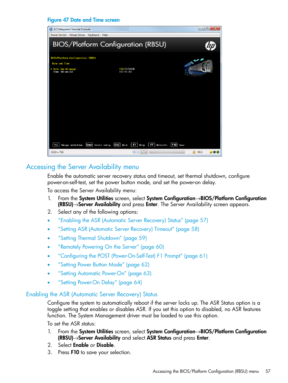 Accessing the server availability menu | HP Unified Extensible Firmware Interface User Manual | Page 57 / 158